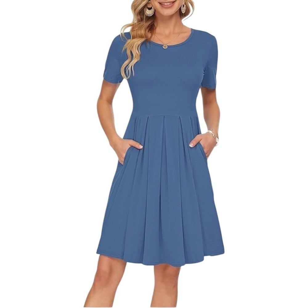 ❤️ LULAROE Amelia Blue Dress with pockets Size Small